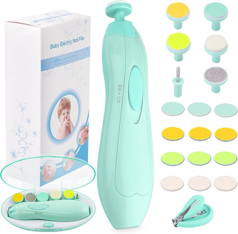 Consevisen Baby Nail Trimmer Electric Nail File Baby Nail Clippers, 20 in 1 Safe Nail Filer Grinder Kit for Newborn Infant Toddler Kids or Adults Toes Fingernails Care Trim Polish, Led Light and Grinding Heads - Image 1